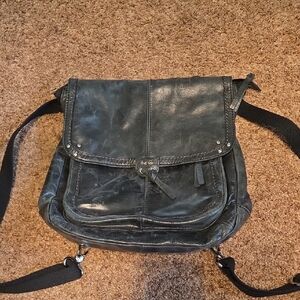 The Sak Dark Leather Messenger Bag